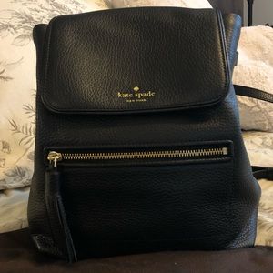 Like new Kate Spade Black Pebbled Leather Backpack